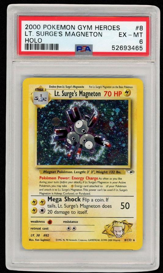 2000 Pokemon Gym Heroes Lt. Surge's Magneton Holo #8 PSA 6 #1434