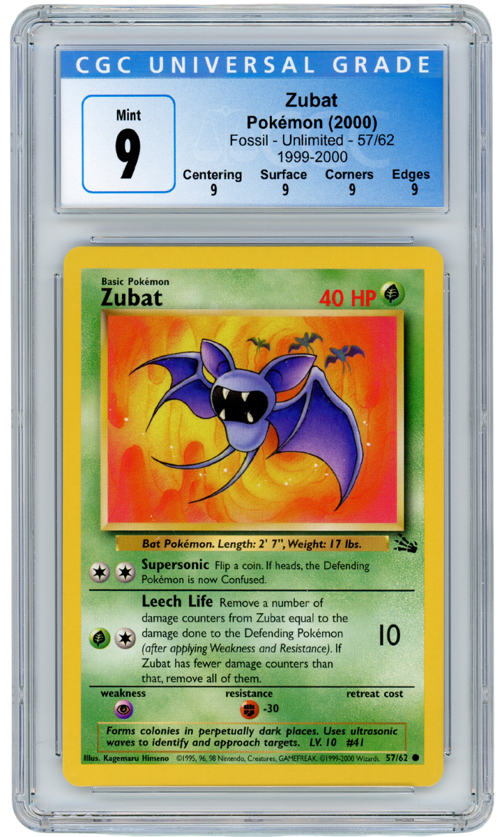 1999-2000 Fossil Zubat 57/62 Pokemon CGC 9 (#1048)