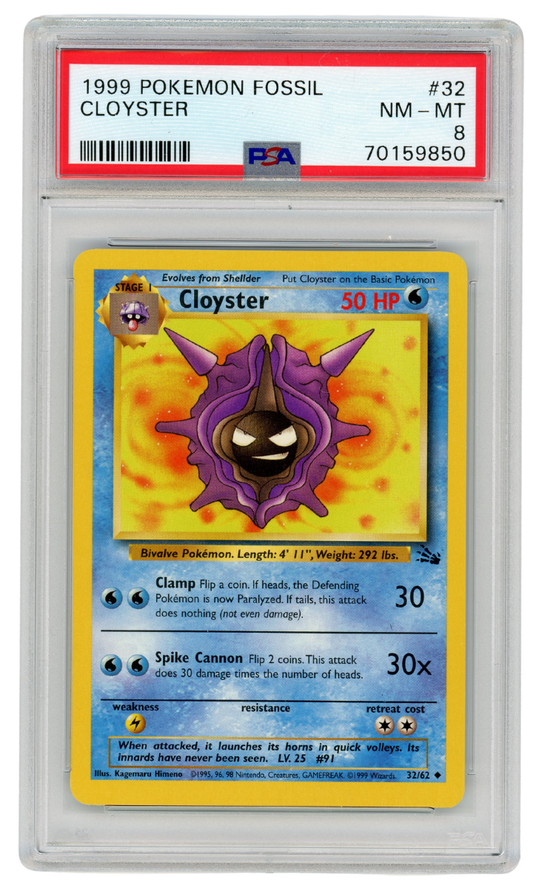1999-2000 Fossil Cloyster 32/62 Pokemon PSA 8 (#1258)