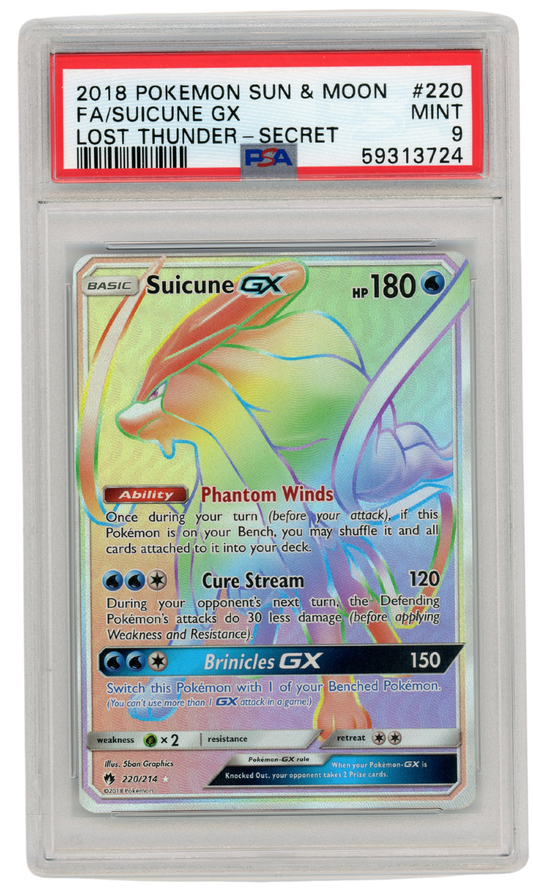 PSA 9 Suicune GX FA Lost Thunder Secret Sun & Moon #220 2018 Pokemon (#A1016)