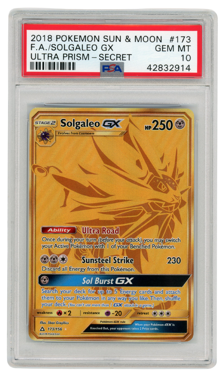 PSA 10 Solgaleo GX Ultra Prism Secret FA Sun & Moon #173 2018 Pokemon (#A1024)