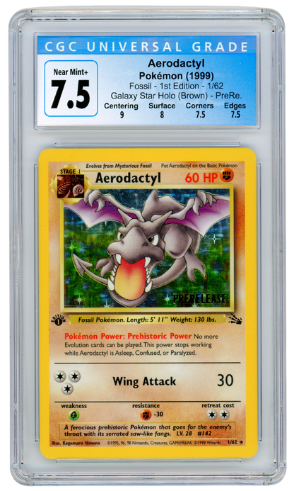 Prerelease Aerodactyl 1st Edition Fossil 1/62 Holo 1999 CGC 7.5 (#9012)