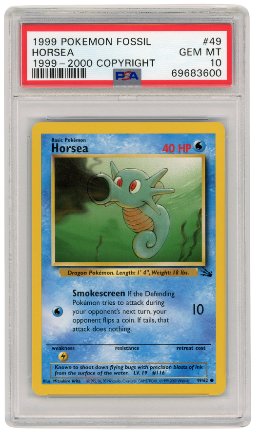 1999-2000 Fossil Horsea 49/62 PSA 10 (#1324)