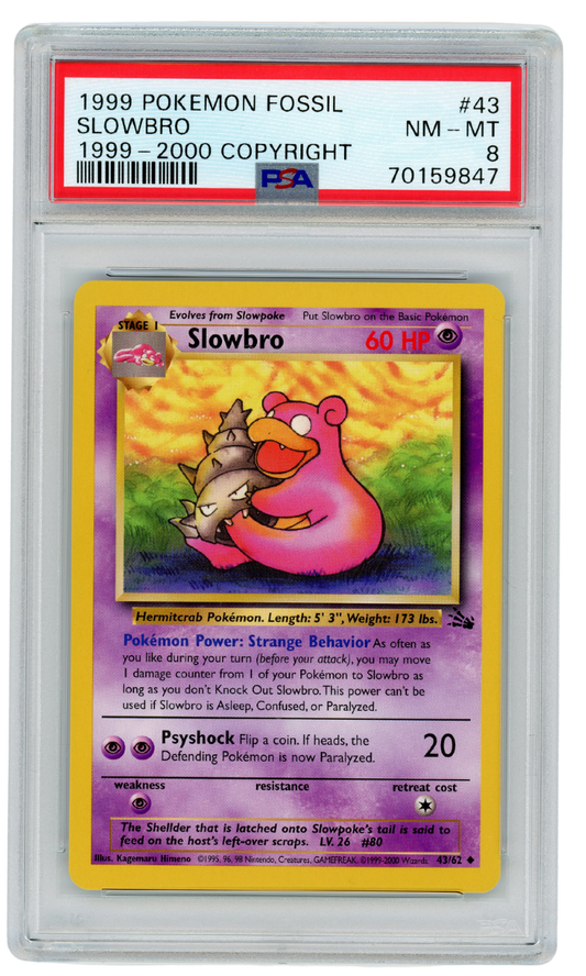 1999-2000 Fossil Slowbro 43/62 Pokemon PSA 8 (#1256)