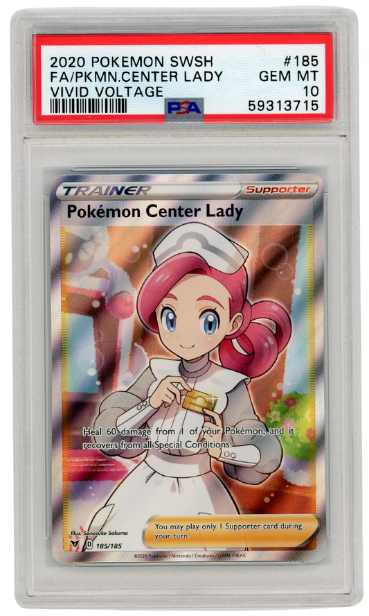 PSA 10 Pokemon Center Lady FA Vivid Voltage Sword & Shield #185 2020 Pokemon (#A1036)