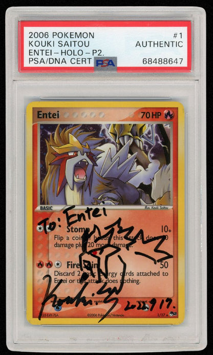 2006 Pokemon Kouki Saitou Entei Holo P2 PSA/DNA Cert Authentic #1 #3511