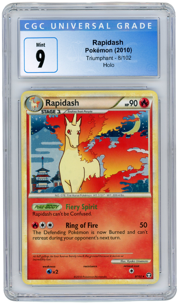 Rapidash Triumphant Holo 8/102 2010 Pokemon CGC 9 (#1055)