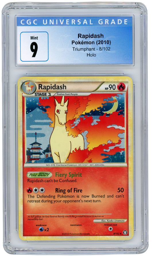 Rapidash Triumphant Holo 8/102 2010 Pokemon CGC 9 (#1055)