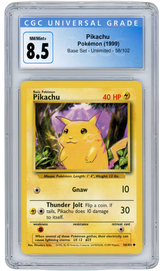 Pikachu Base Set 58/102 Pokemon 1999 CGC 8.5 (#1089)