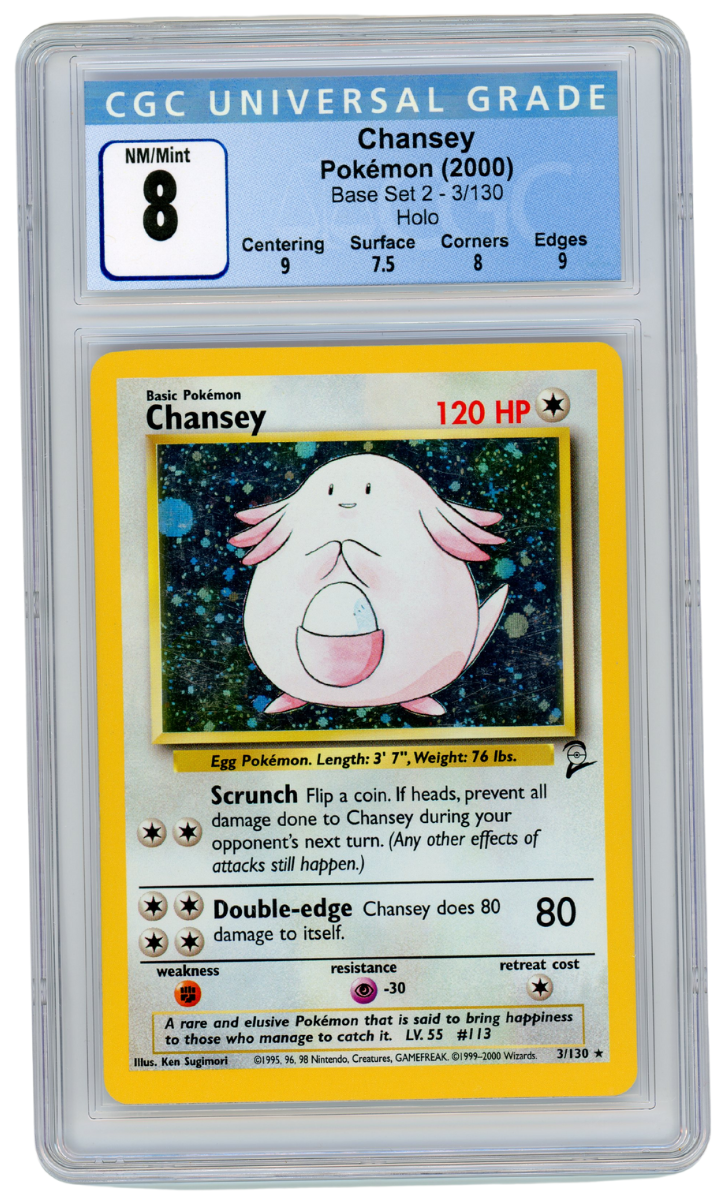 Chansey Base Set 2 Holo 3/130 2000 CGC 8 (#9010)