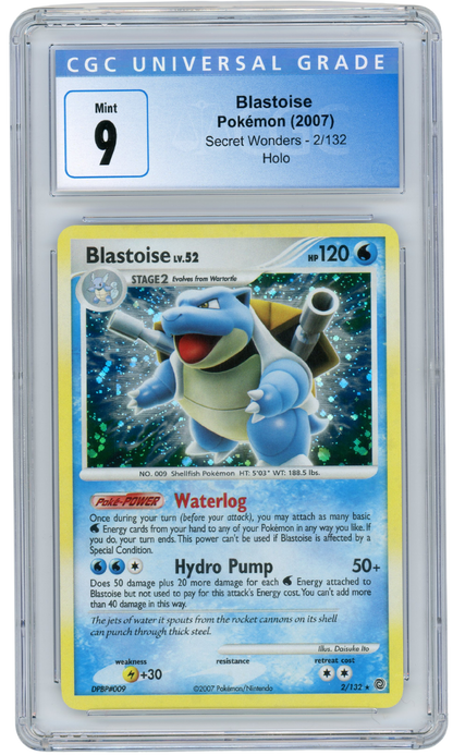 Blastoise Secret Wonders Holo 2/132 Pokemon 2007 CGC 9 (#1056)