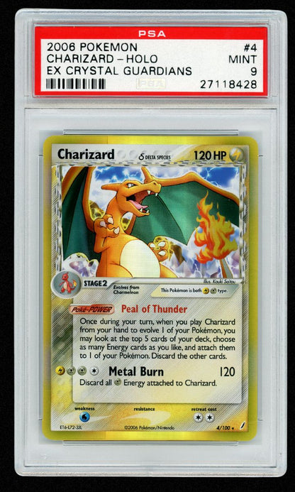 2006 Pokemon Charizard Holo EX Crystal Guardians #4 PSA 9 #3605