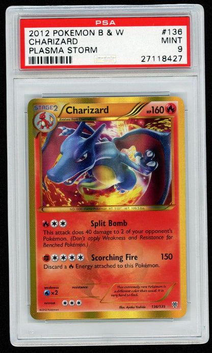 2012 Pokemon Black & White Charizard Plasma Storm #136 PSA 9 #3606