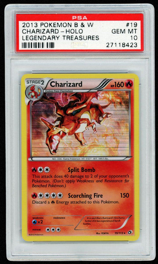 2013 Pokemon Black & White Charizard Holo Legendary Treasures #19 PSA 10 #3607