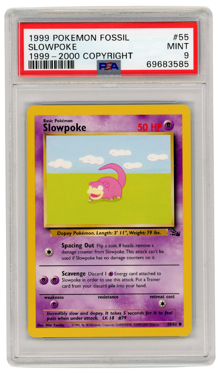 1999-2000 Fossil Slowpoke 55/62 PSA 9 (#1306)