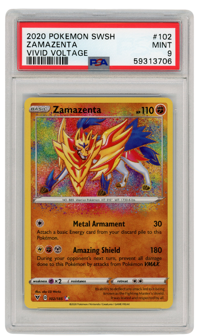 PSA 9 Zamazenta Vivid Voltage SWSH #102 2020 Pokemon (#A1021)