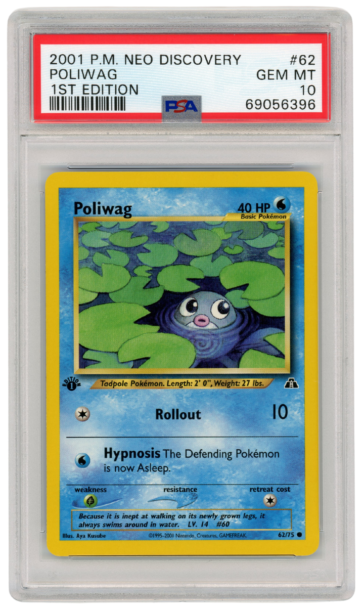 Poliwag Neo Discovery 1st Edition 62/75 2001 Pokemon PSA 10 (#1275)