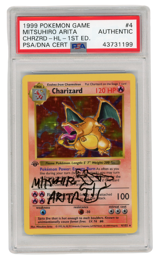 1st Edition Shadowless Charizard from Base Set Signed & Sketched by Mitsuhiro Arita PSA Authenticated