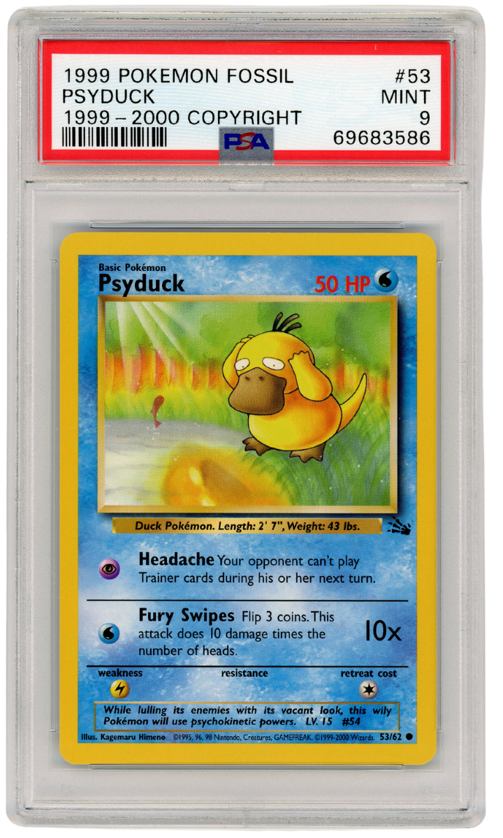 1999-2000 Fossil Psyduck 53/62 PSA 9 (#1296)