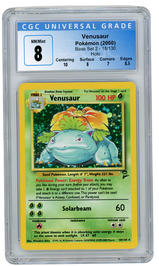 Venusaur Base Set 2 Holo 18/130 2000 CGC 8 (#9006)