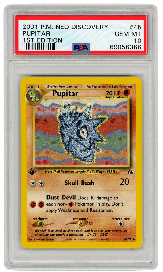 Pupitar Neo Discovery 1st Edition 45/75 2001 Pokemon PSA 10 (#1273)