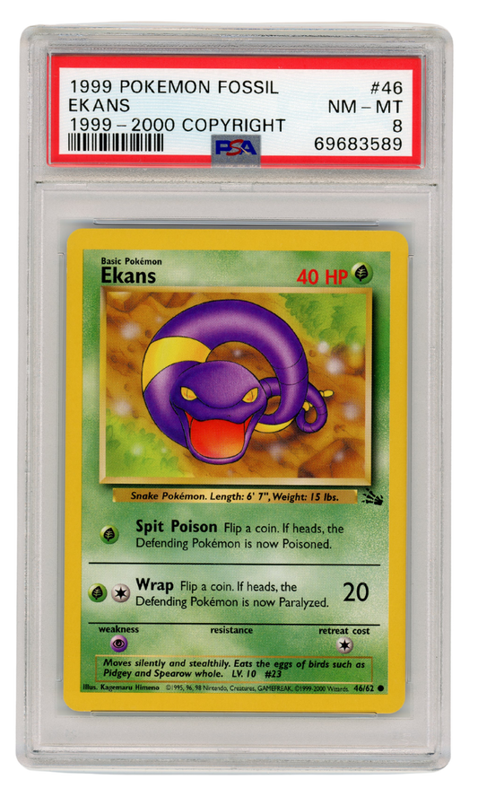 1999-2000 Ekans Fossil 46/62 Pokemon PSA 8 (#1340)