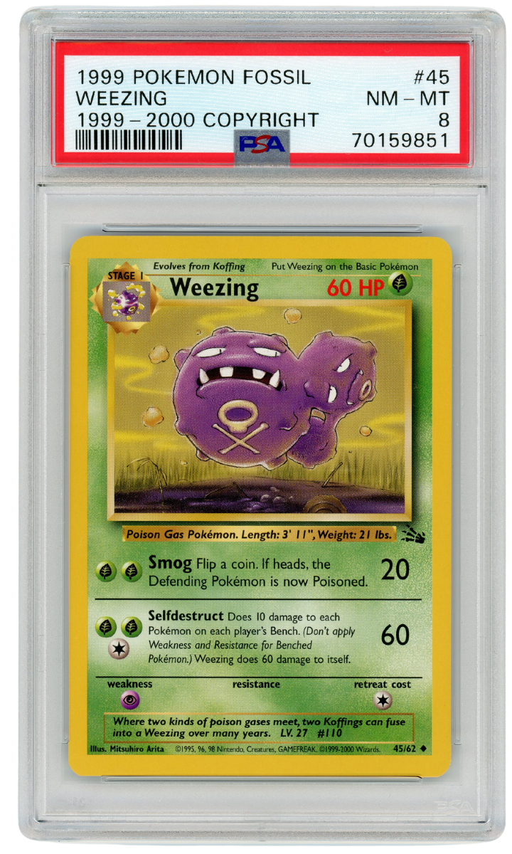 1999-2000 Fossil Weezing 45/62 Pokemon PSA 8 (#1255)