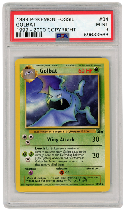 1999-2000 Fossil Golbat 34/62 PSA 9 (#1307)