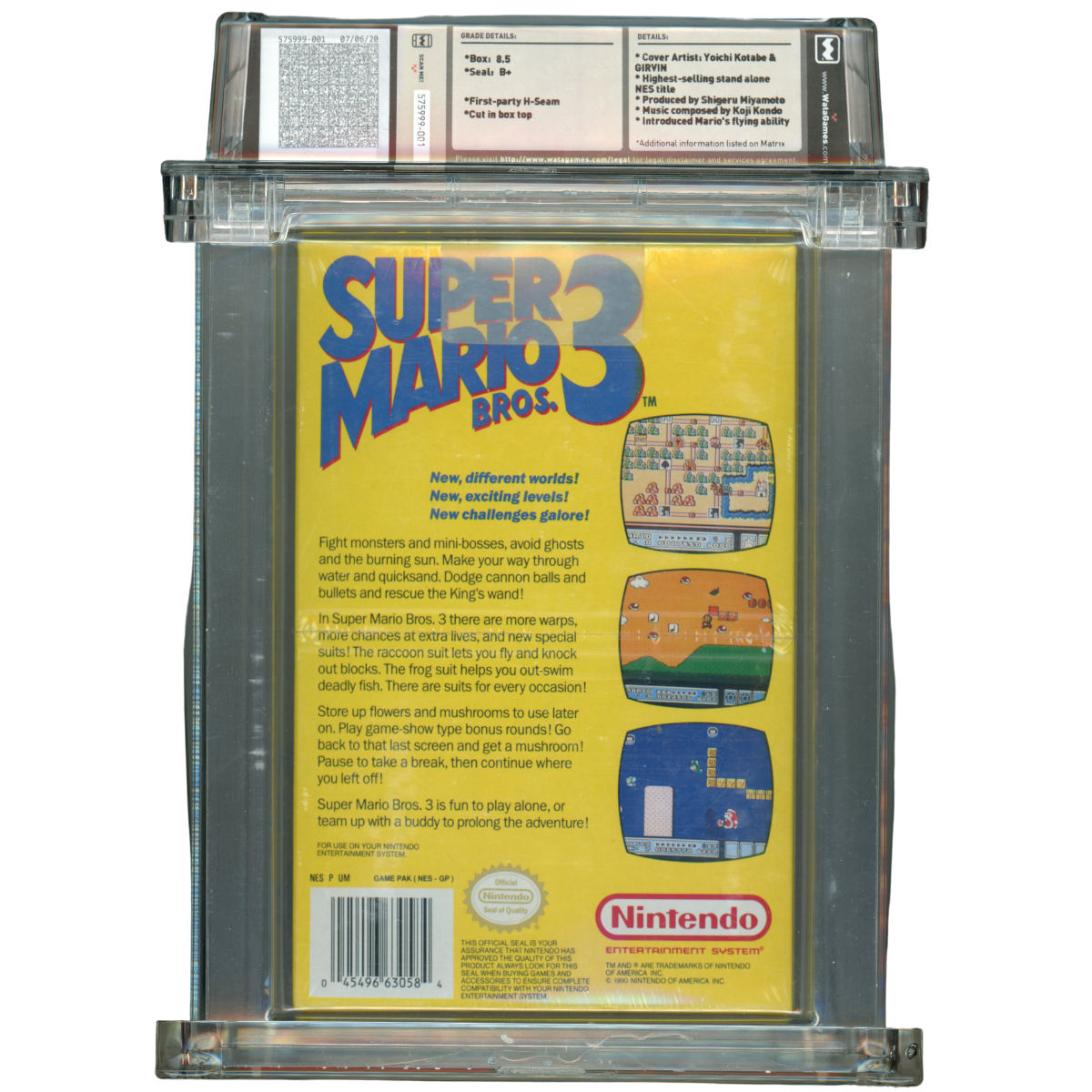 NES Super Mario Bros 3 Sealed WATA 8.5 (#MW08)