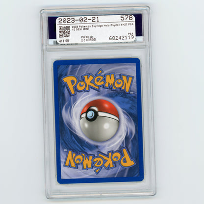 2003 Pokemon Skyridge Rhydon Holo H27 PSA 10 (#3652)