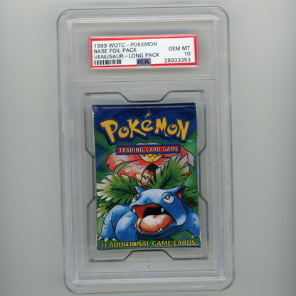 1999 WOTC Pokemon Base Foil Long Booster Pack Venusaur Artwork PSA 10 (#MW8020)