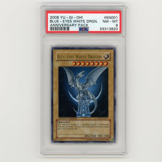 2008 Yu-Gi-Oh Blue Eyes White Dragon Anniversary Pack EN001 PSA 8 (#AF5)