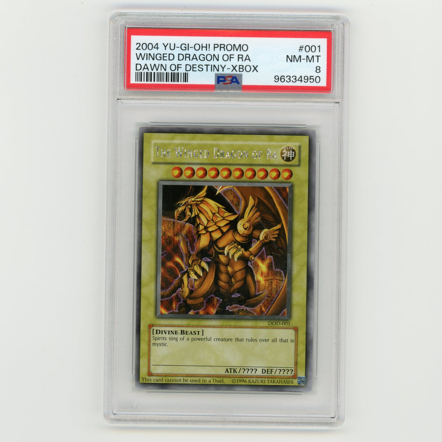 2004 YuGiOh Winged Dragon of Ra Dawn of Destiny Xbox 001 PSA 8 (#AF8)