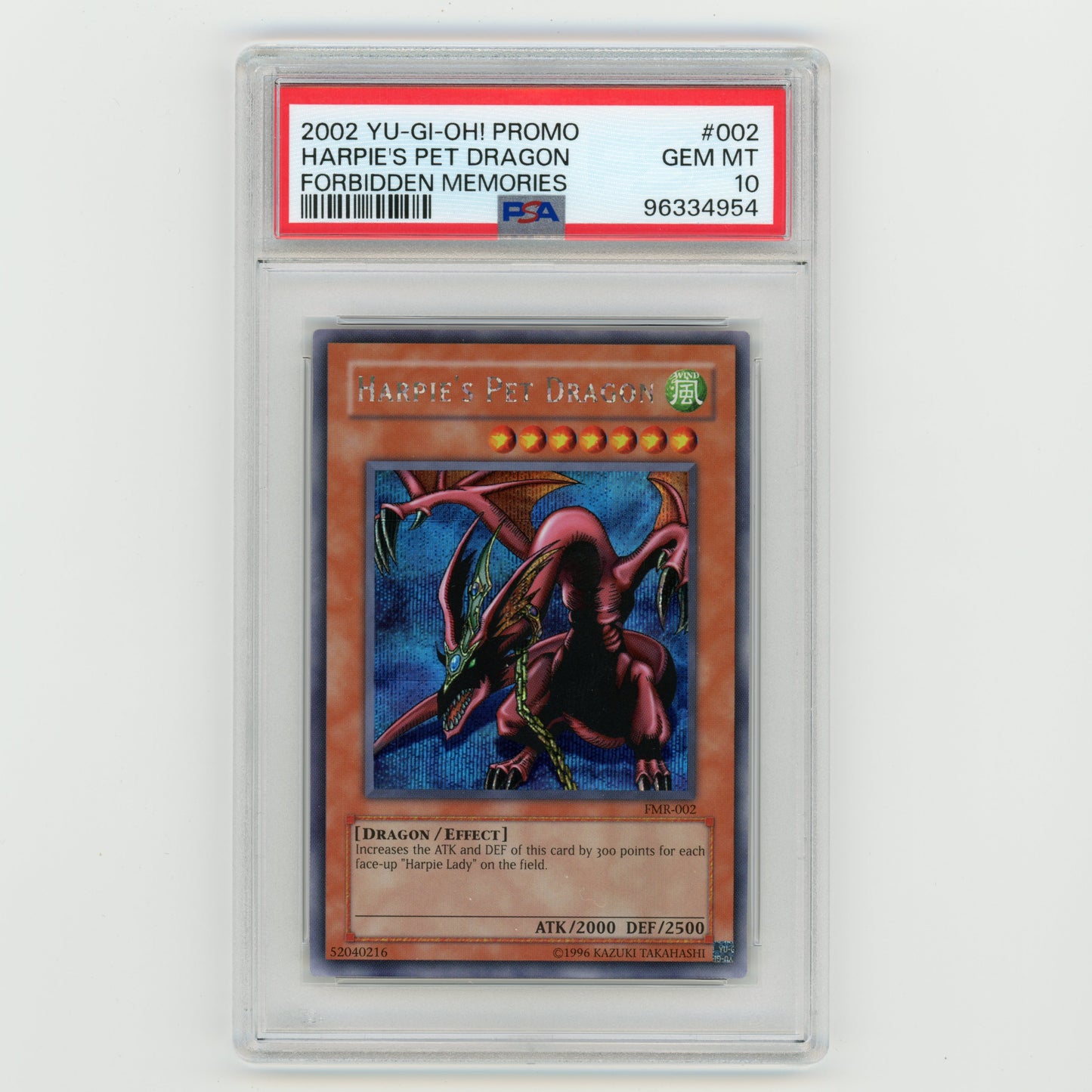 2002 YuGiOh Promo Harpie's Pet Dragon Forbidden Memories #002 PSA 10 (#AF16)