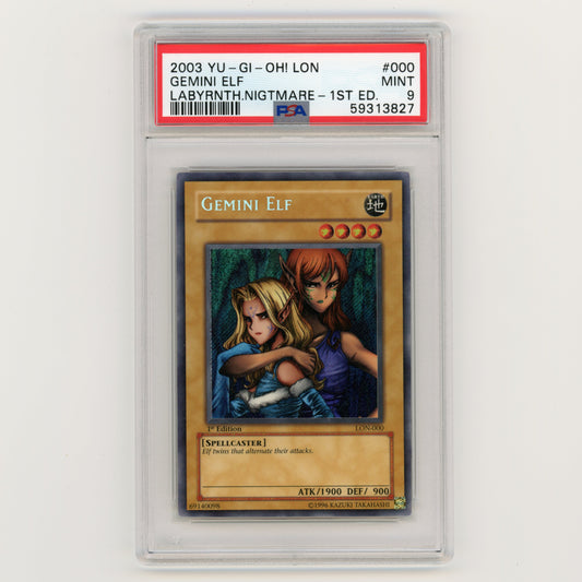 2003 YuGiOh LON Gemini ELF Labyrynth Nightmare 1st Ed #000 PSA 9 (#AF17)