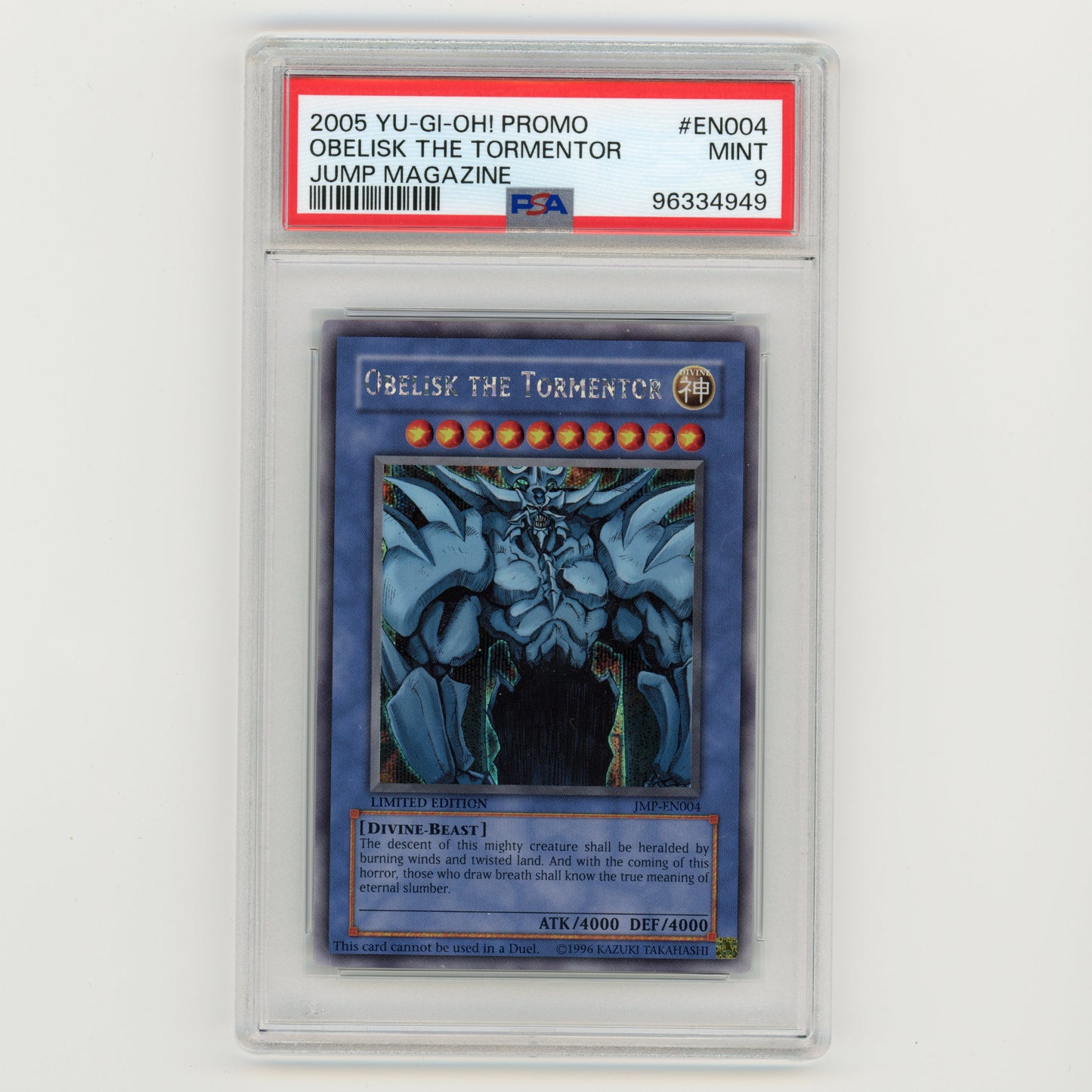 2005 YuGiOh Promo Obelisk The Tormentor Jump Magazine #EN004 PSA 9 (#AF18)