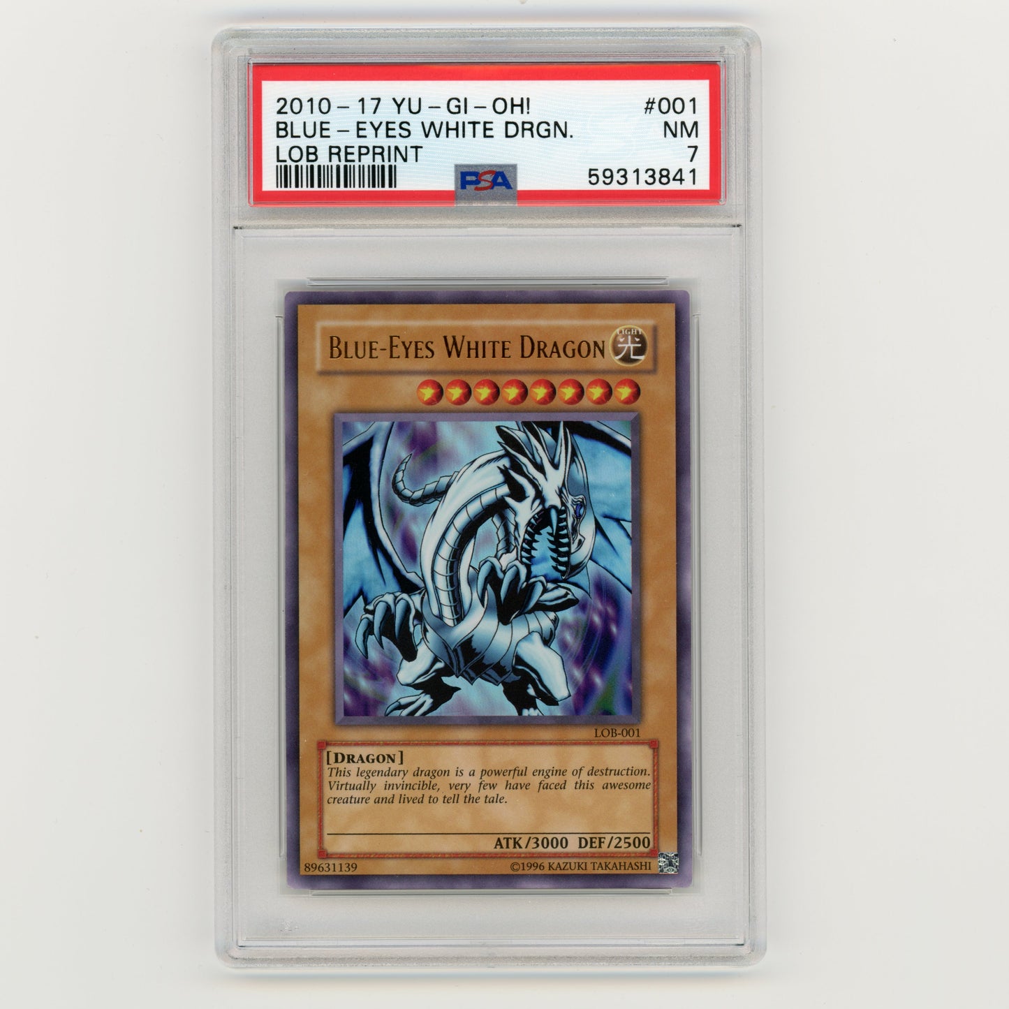 2010-17 YuGiOh Blue Eyes White Dragon LOB Reprint #001 PSA 7 (#AF26)