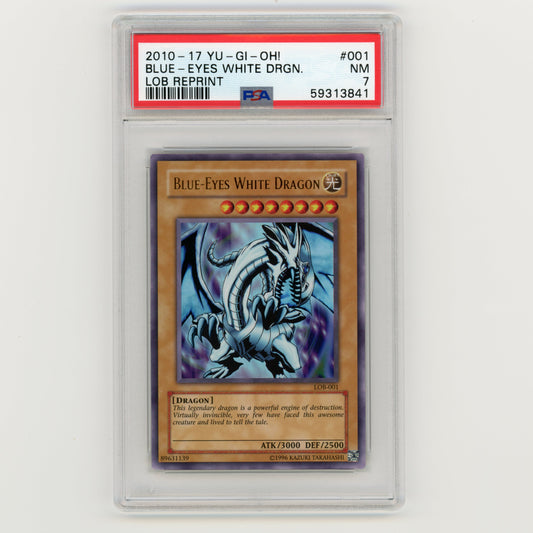 2010-17 YuGiOh Blue Eyes White Dragon LOB Reprint #001 PSA 7 (#AF26)