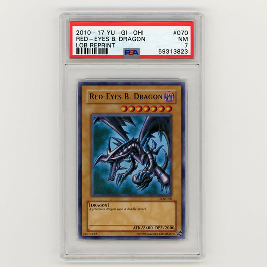 2010-17 YuGiOh Red Eyes White Dragon LOB Reprint #070 PSA 7 (#AF27)