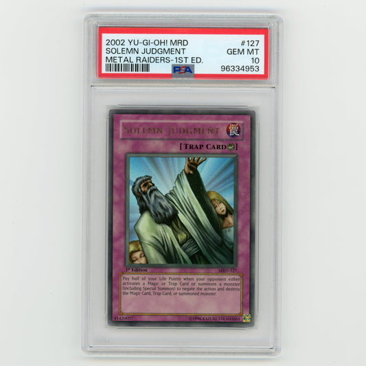 2002 YuGiOh MRD Solemn Judgement Metal Raiders 1st #127 PSA 10 (#AF31)