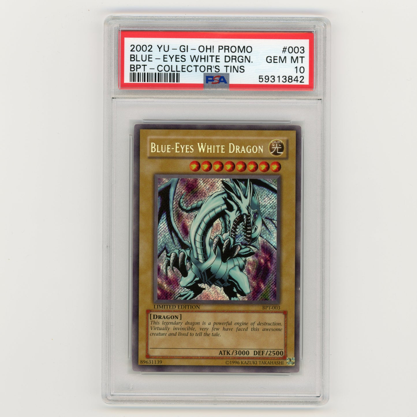 2002 YuGiOh Promo Blue Eyes White Dragon BPT Collector's Tins #003 PSA 10 (#AF33)