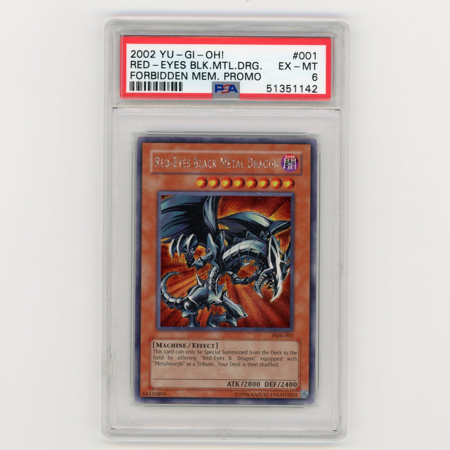 2002 YuGiOh Red Eyes BLK MTL Dragon Forbidden Mem Promo #001 PSA 6 (#AF35)