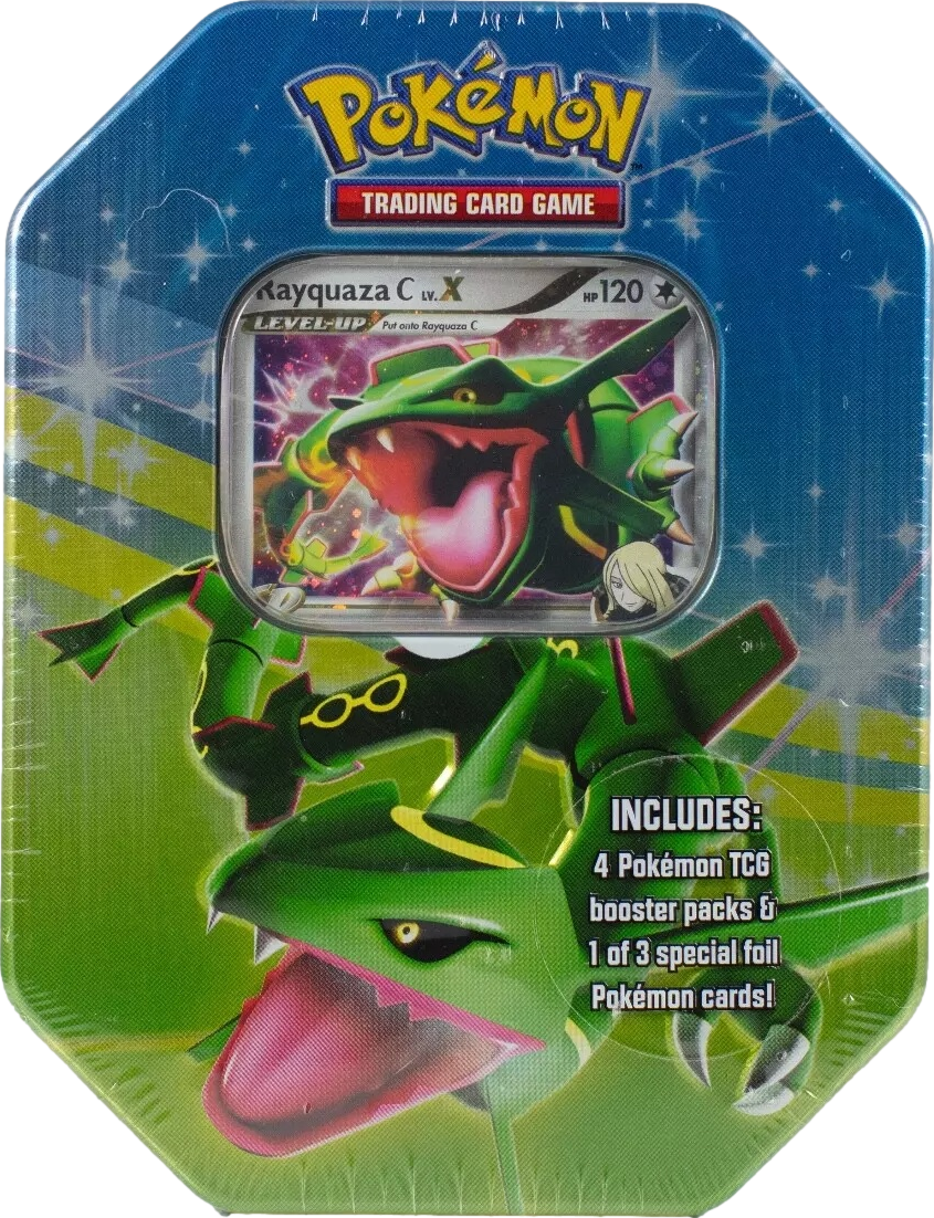 2009 POKEMON DIAMOND & PEARL DP PLATINUM RAYQUAZA C LV.X COLLECTOR'S TIN SEALED *GENERIC IMAGE - RIPPED SEAL*