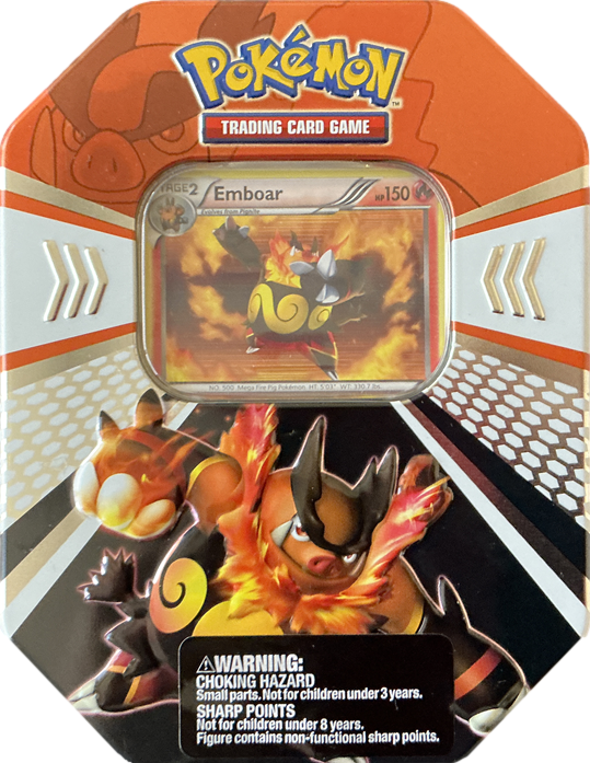 2011 POKEMON BW EMBOAR EVOLVED BATTLE ACTION TIN *OPENED CONTAINS ALL CONTENT*