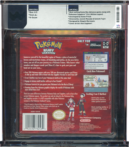 2002 POKEMON RUBY VERSION NINTENDO GAME BOY ADVANCE GBA WATA 8.5 A+ SEALED