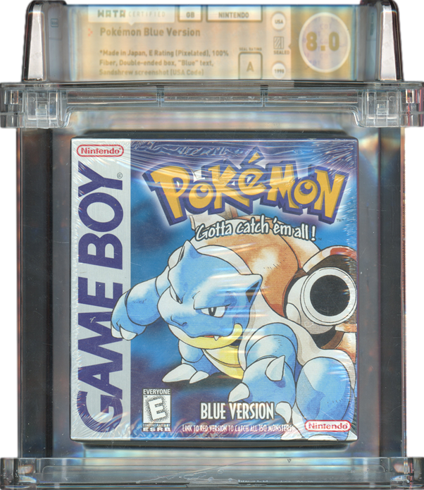 1998 POKEMON BLUE VERSION WHITE ESRB SANDSHREW NINTENDO GAME BOY GB WATA 8.0 A SEALED