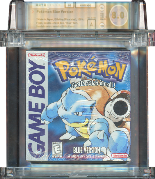 1998 POKEMON BLUE VERSION WHITE ESRB SANDSHREW NINTENDO GAME BOY GB WATA 8.0 A SEALED