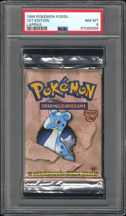 1999 POKEMON FOSSIL 1ST EDITION LAPRAS BOOSTER PACK PSA 8